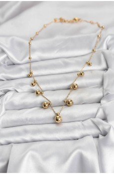 316L Çelik Zincir Gold Renk Topçuklu Kolye