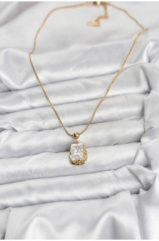 316L Çelik Zincir Gold Renk Zirkon Taşlı Kadın Kolye