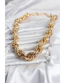 Pirinç Gold Renk Sarmal Halat Model Kadın Kolye