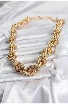 Pirinç Gold Renk Sarmal Halat Model Kadın Kolye