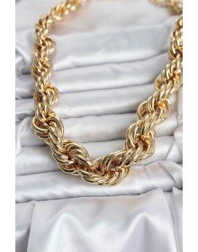 Pirinç Gold Renk Sarmal Halat Model Kadın Kolye