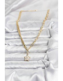 Gold Renk Pirinç Yıldız Model Kadın Kolye