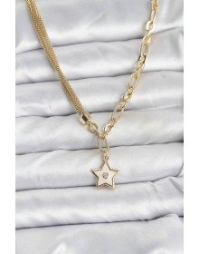 Gold Renk Pirinç Yıldız Model Kadın Kolye