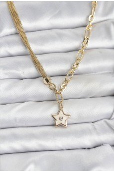 Gold Renk Pirinç Yıldız Model Kadın Kolye