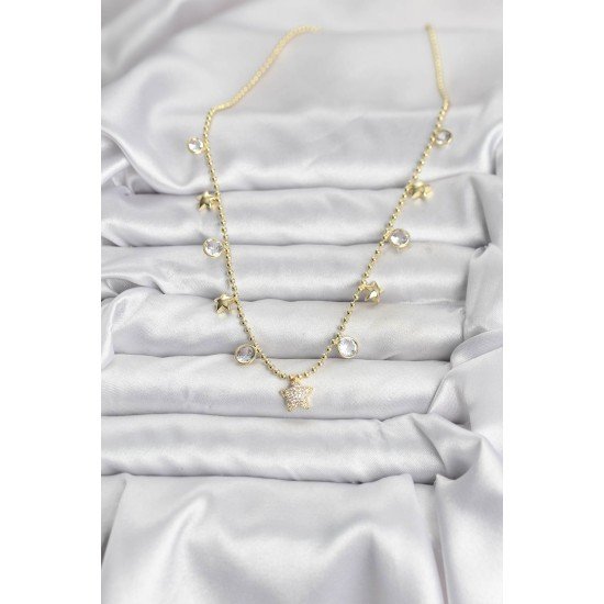 Pirinç Gold Renk Yıldız Model Kadın Kolye