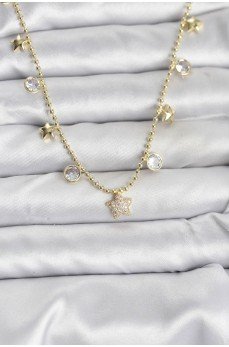 Pirinç Gold Renk Yıldız Model Kadın Kolye