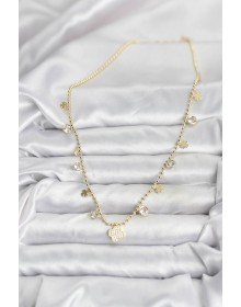 Pirinç Gold Renk Yonca Model Kadın Kolye