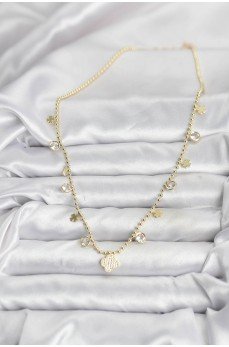 Pirinç Gold Renk Yonca Model Kadın Kolye