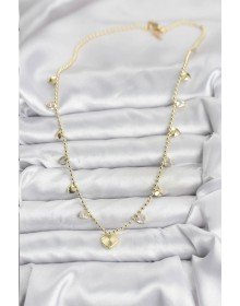 Pirinç Gold Renk Kalp Model Kadın Kolye