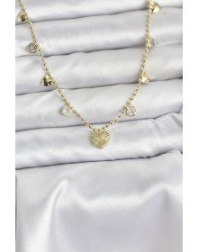 Pirinç Gold Renk Kalp Model Kadın Kolye