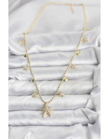 Pirinç Gold Renk Zirkon Taşlı Deniz Yıldızı Model Kadın Kolye
