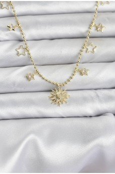 Pirinç Gold Renk Güneş Model Kadın Kolye