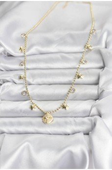 Pirinç Gold Renk Zirkon Taşlı Kutup Yıldızı Model Kadın Kolye