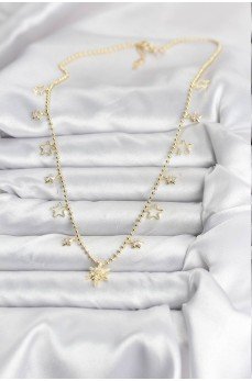 Pirinç Gold Renk Zirkon Taşlı Kutup Yıldızı Model Kadın Kolye