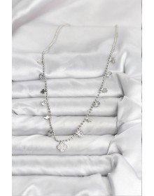 Pirinç Gümüş Renk Yonca Model Kadın Kolye