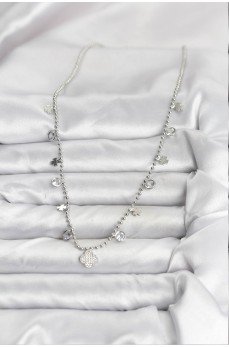 Pirinç Gümüş Renk Yonca Model Kadın Kolye