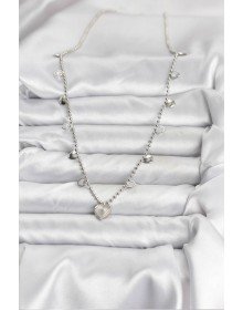 Pirinç Gümüş Renk Kalp Model Kadın Kolye