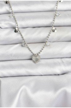 Pirinç Gümüş Renk Kalp Model Kadın Kolye