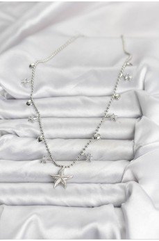 Pirinç Gümüş Renk Zirkon Taşlı Deniz Yıldızı Model Kadın Kolye
