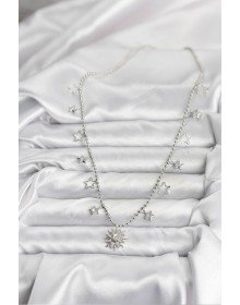 Pirinç Gümüş Renk Güneş Model Kadın Kolye