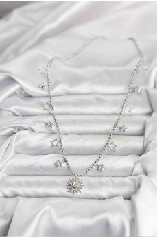 Pirinç Gümüş Renk Güneş Model Kadın Kolye