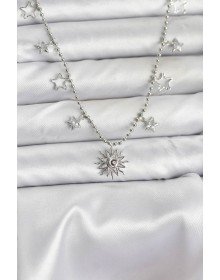 Pirinç Gümüş Renk Güneş Model Kadın Kolye