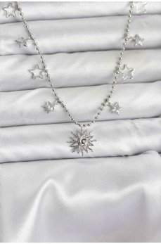 Pirinç Gümüş Renk Güneş Model Kadın Kolye