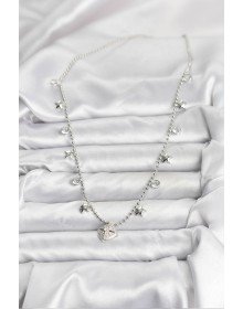 Pirinç Gümüş Renk Zirkon Taşlı Kutup Yıldızı Model Kadın Kolye