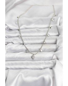 Zirkon Taşlı Kutup Yıldızı Model Pirinç Gümüş Renk Kadın Kolye