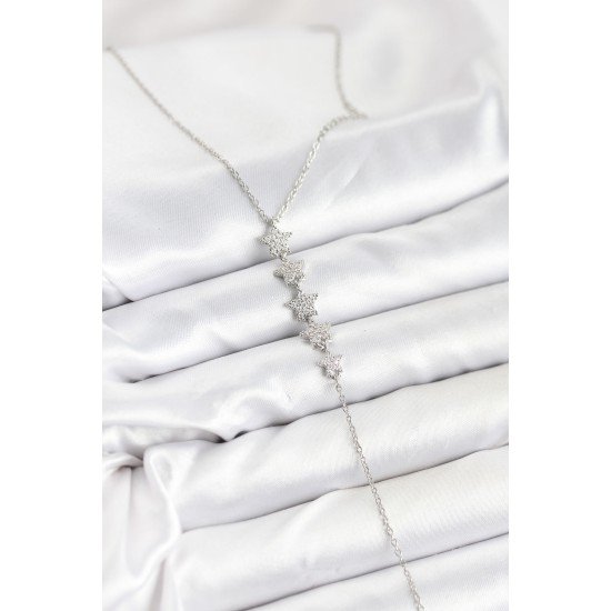 316L Çelik Zincir Gümüş Renk Yıldız Model Y Kolye