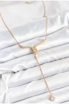 316L Çelik Zincir Gold Renk Yılan Model Y Kolye