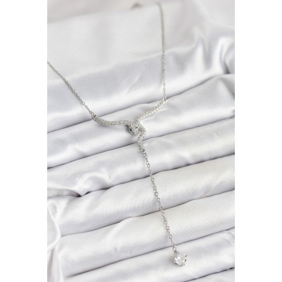 316L Çelik Zincir Gümüş Renk Yılan Model Y Kolye