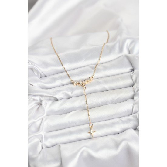 316L Çelik Zincir Gold Renk Yıldız Model Y Kadın Kolye