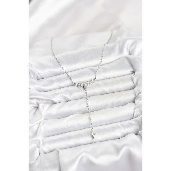 316L Çelik Zincir Gümüş Renk Yıldız Model Y Kadın Kolye