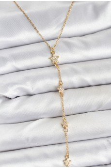 316L Çelik Zincir Gold Renkli Yıldız Model Kadın Y Kolye