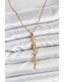 316L Çelik Zincir Gold Renk Kutup Yıldızı Enerji Model Kadın Y Kolye