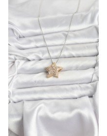 316L Çelik Zincir Gümüş Renk Zincirli Gold Yıldız Model Kadın Kolye