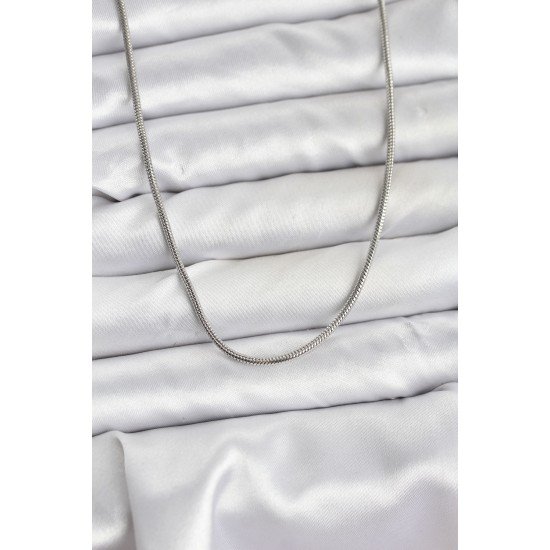 316L Çelik Zincir Gümüş Renk 60 cm Yılan Zincir Kadın Kolye