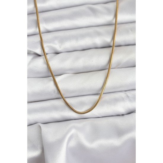 316L Çelik Zincir Gold Renk 60 cm Yılan Zincir Kadın Kolye