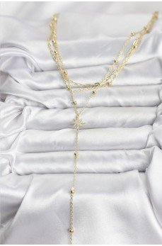 Pirinç Gold Renk Kutup Yıldızı Detaylı 3'lü Kombin Kadın Kolye