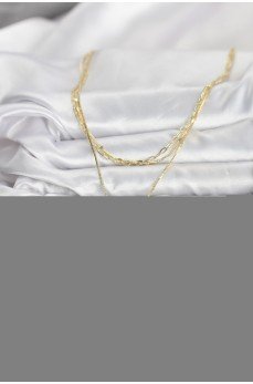 Pirinç Gold Renk Kalp Detaylı 3'lü Kombin Y Kadın Kolye