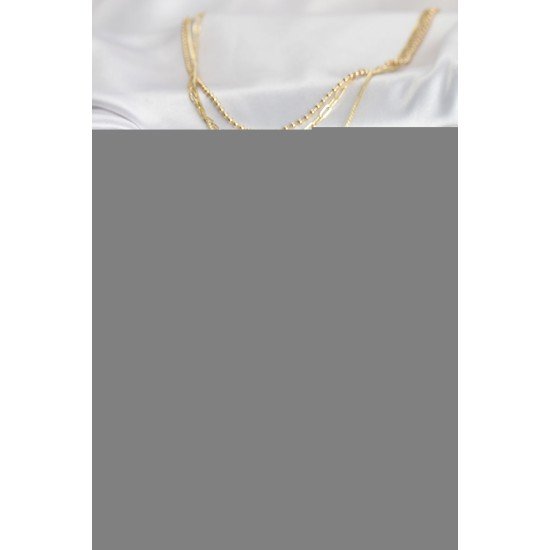 Pirinç Gold Renk Zirkon Taş Detaylı 3'lü Kombin Y Kadın Kolye Pirinç Gold Renk Zirkon Taş Detaylı 3'lü Kombin Y Kadın Kolye