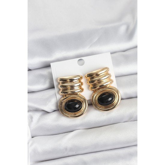 Pirinç Gold Siyah Renk Vintage Kadın Küpe Pirinç Gold Siyah Renk Vintage Kadın Küpe