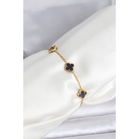 316L Çelik Gold Renk Siyah Baby Boy Yonca Bileklik 316L Çelik Gold Renk Siyah Baby Boy Yonca Bileklik