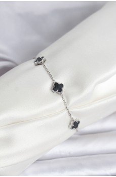 316L Çelik Gümüş Renk Siyah Baby Boy Yonca Bileklik