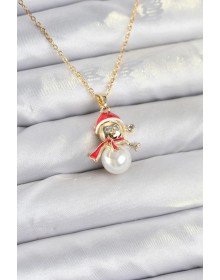 316L Çelik Zincir Gold Renk Kardan Adam Model Yılbaşı Temalı Kadın Kolye