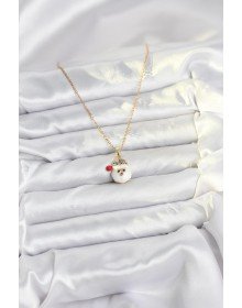 316L Çelik Zincir Gold Renk Şapkalı Kardan Adam Kafası Model Yılbaşı Temalı Kadın Kolye