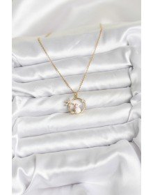 316L Çelik Zincir Gold Zirkon Taşlı Yılbaşı Temalı Kadın Kolye