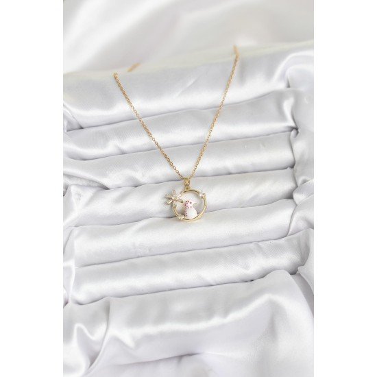 316L Çelik Zincir Gold Zirkon Taşlı Yılbaşı Temalı Kadın Kolye 316L Çelik Zincir Gold Zirkon Taşlı Yılbaşı Temalı Kadın Kolye