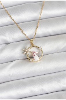 316L Çelik Zincir Gold Zirkon Taşlı Yılbaşı Temalı Kadın Kolye